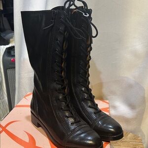 Via Spiga Black Lace-Up Boots